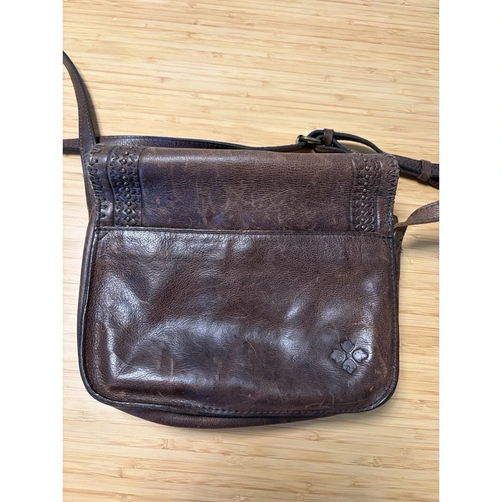 Patricia Nash Beaumont Crossbody Bag Brown Tooled Embossed Leather W/Tassel